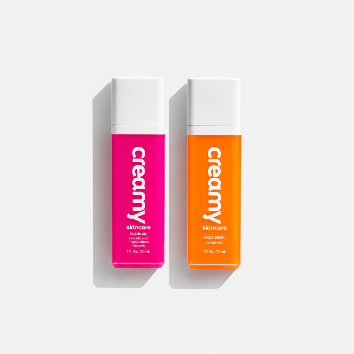 CREAMY Get Glowing Combo - Blemish Control 7% Mandelic Gel + Brightening 10% Vitamin C Serum - Creamy Skincare
